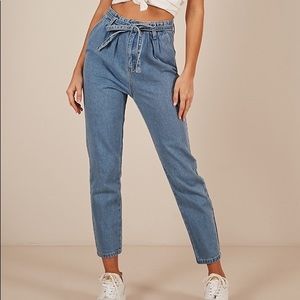 Paper bag waist mom jeans